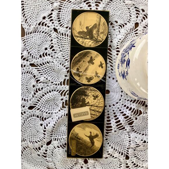 Vintage Barlow Game Bird Coasters: 1980s Wood Coaster Set - Picture 1 of 10